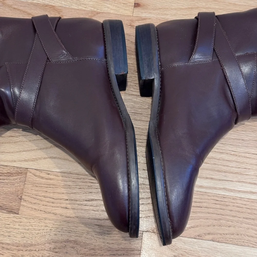 Vintage NINE WEST GISELLE TALL RIDING EQUESTRIAN horsebit BROWN LEATHER BOOTS 9M